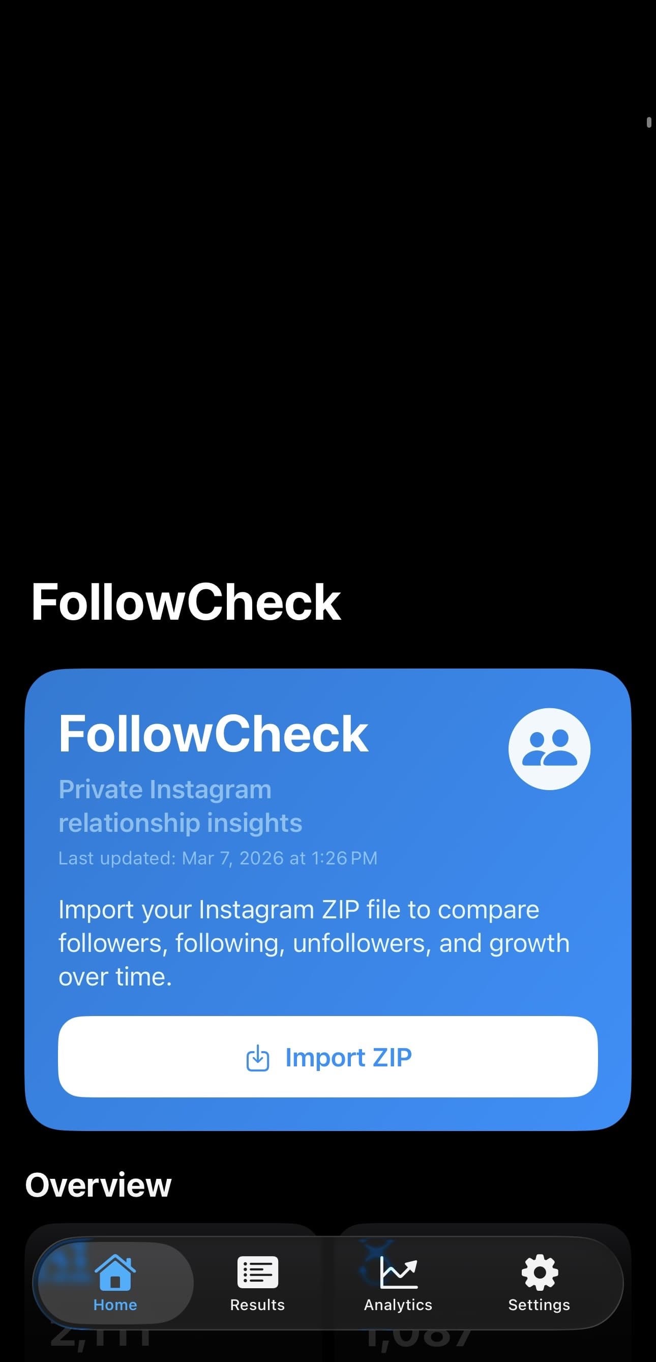 Import your Instagram ZIP